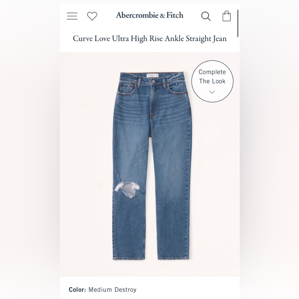 ABERCROMBIE Curve Love Ultra High Rise Ankle Straight Jean